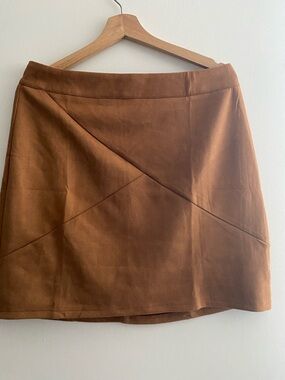 Mango Brown Faux-Suede Mini Skirt